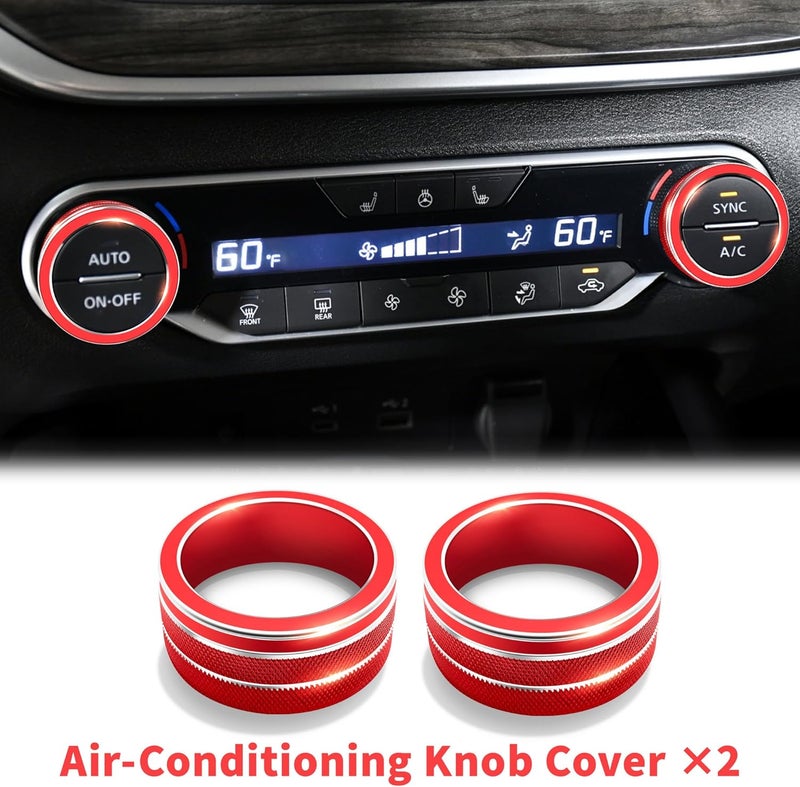 Polodunn for Nissan Sentra Accessories 2020-2025, 12pcs Trim Set - Air Conditioning, Volume Tune Knob Covers, Air Vent Outlet Covers/Rings, Push Start Button Cover/Ring (Red) - Image 4